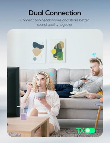 Nulaxy Air in-Flight Bluetooth Wireless Audio Transmitter Receiver for up to 2 AirPods Wireless Headphones, Bluetooth Adapter for All 3.5mm Aux Jacks on Airplanes, Purple