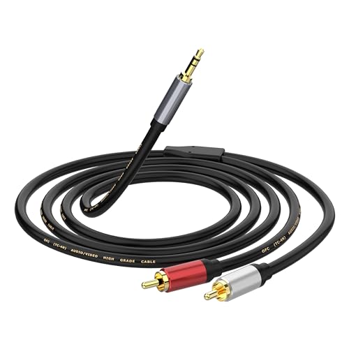 3.5mm to RCA Cable 3.3FT, 3.5mm to 2-Male RCA Auxiliary Stereo Audio Y Splitter Gold-Plated for Smartphones, MP3, Tablets, Speakers, Home Theater, HDTV (3.3FT/1M) - size: 1M/3.3FT, style: Straight