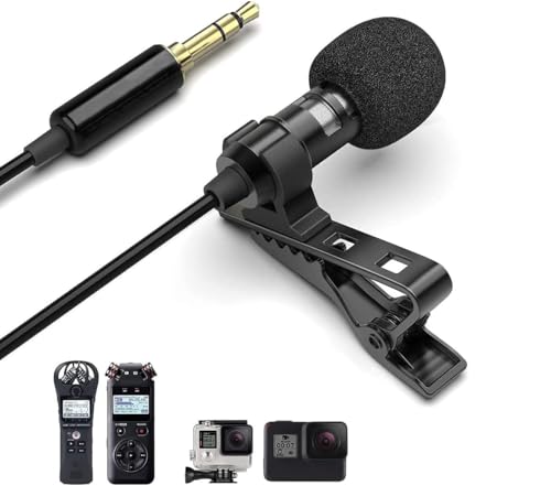 AGD Professional External TRS 3.5 Lavalier Lapel Microphone Clip-on Lav Mini Mic Compatible with Rode Wireless Transmitter Go GoPro MediaMod Zoom Tascam Audio Recorder DSLR Canon Nikon Sony YouTube
