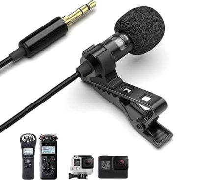 AGD Professional External TRS 3.5 Lavalier Lapel Microphone Clip-on Lav Mini Mic Compatible with Rode Wireless Transmitter Go GoPro MediaMod Zoom Tascam Audio Recorder DSLR Canon Nikon Sony YouTube