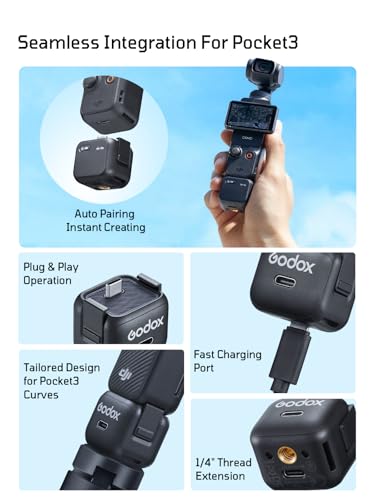 GODOX Cube-OP3 2.4GHz Wireless Lavalier Microphone System - 200M Low-Latency Transmission, 48kHz/24bit Hi-Res Audio, 10H Battery, Compatible with DJI OSMO Pocket 3, Smartphones & Laptops, Plug & Play