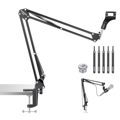 NEEWER Microphone Arm Stand, Suspension Scissor Boom Mic Arm Desk Mount with Clip & 3/8" to 5/8" Adapter Compatible with Blue Yeti Snowball HyperX QuadCast SoloCast Shure, Max Load 3.3 lbs, MS006 - style: MS006
