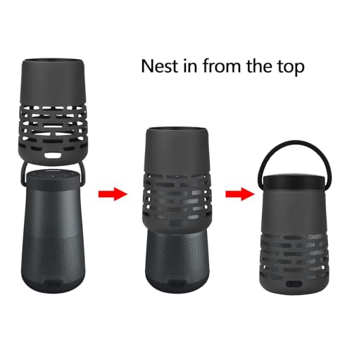 Geekria Silicone Protective Sleeve Compatible with Bose SoundLink Revolve+ / Revolve+ II Bluetooth Speaker, Anti-Slip Soft Cover with Precise Sound Openings (Black) - color: Black