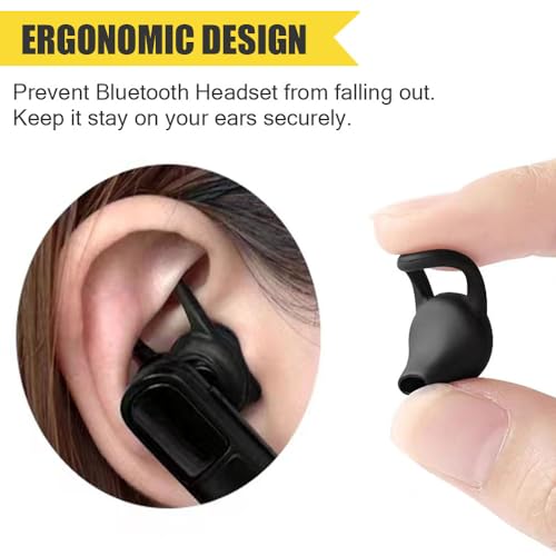 Ear Hooks Eartips Kit 360° Rotatable Adjustable Soft Silicone Anti-Slip Sports Clamp Bluetooth Headset Clips Earbuds Replacement for Newbee/Plantronics/TOORUN Black