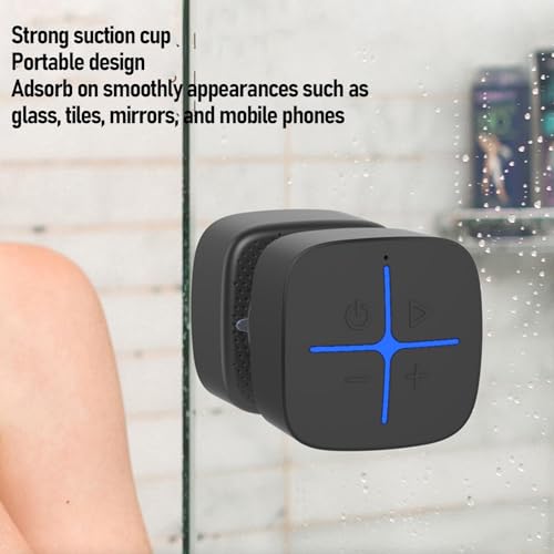 BT Shower Speaker, Wireless Bluetooth Speaker with IP65, 3D Sound, Built in Mic, Suction Cup, for Bathroom Swimming Pool Beach Travel Outdoor