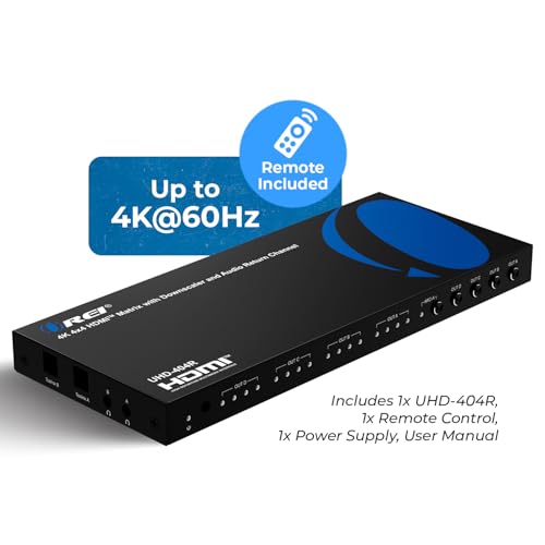 OREI 4x4 HDMI Matrix Switch 4K Downscale, ARC, Audio Extraction, HDCP 2.2 - size: 4x4