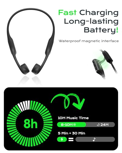DEMICEA Open Ear Sport Headphones, Soft Silicone Wireless Bone Conduction Earphones, Powerful Bass, 10H Lasting,Quick Charge, Built-in 32GB MP3 - color: Apricot Orange