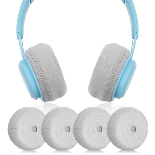 Headphone Ear Covers Knit, 4pcs Black Washable Ear Pad Covers Stretchable Earcup Knit Cotton Headphone Protector Sweat Headset Cloth Fit 3.1" to 5.1''(Gray) - color: Gray
