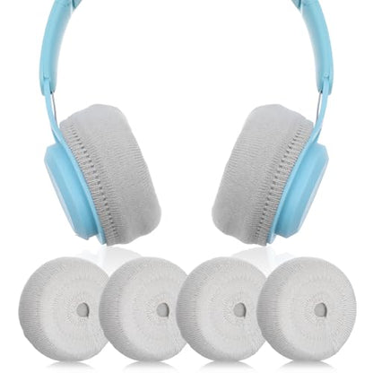 Headphone Ear Covers Knit, 4pcs Black Washable Ear Pad Covers Stretchable Earcup Knit Cotton Headphone Protector Sweat Headset Cloth Fit 3.1" to 5.1''(Gray) - color: Gray