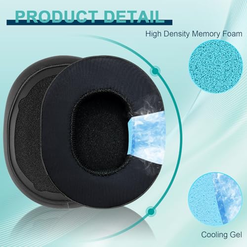 Replacement Ear Pads for Skullcandy Crusher Wireless/Evo/ANC Hesh 3/EVO/ANC, Headphones Ear Cushions, Headset Earpads, Ear Cups Cover-Cooling Gel Black