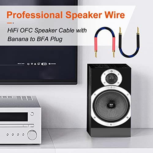 UCINNOVATE 11 AWG HiFi Gold Plated Speaker Wire, 20cm Audiophile OFC with BFA Banana Plugs, 4 Pack for HiFi Audio System, Bi-Wire Speaker Cables - size: Z Plug Bi-Wired Speaker Cable