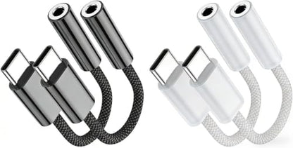 Fidioto Black & White 4 Pack USB-C to 3.5mm Jack Adapter | Aux to USB C Adapter for Headphones Cable, Compatible with iPhone 17/16 Pro Max/16 Pro/16 - color: Black&White, size: 4 Pack