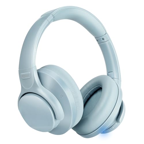 TUINYO Bluetooth Headphones Wireless, Over Ear Stereo Wireles Headset 40H Playtime with deep bass, Soft Memory-Protein Earmuffs, Built-in Mic Wired Mode PC/Cell Phones/TV-Dark Grey - color: Blue Gray