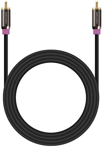 FosPower Subwoofer Cable (15 FT) RCA to RCA Audio Stereo Cable, Male to Male - Dual Shielded Cord | 24K Gold Plated Connector | Corrosion Resistant | Clean Sounding Signal - size: 15 Feet