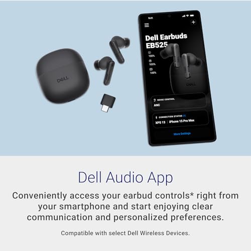 Dell Pro Plus Earbuds EB525, True Wireless, Noise Canceling, Bluetooth 5.3 | Adaptive ANC, Hearing Protection, USB Charging, Teams & Zoom Certified, IP54 resistant, 33 hr listening