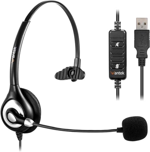 Wantek USB Headset with Microphone Noise Cancelling and in-line Controls, PC Headphone for Skype SoftPhone UC Business Call Center, Crystal Clear Chat, Super Lightweight, Ultra Comfort (UC600) - color: Purple