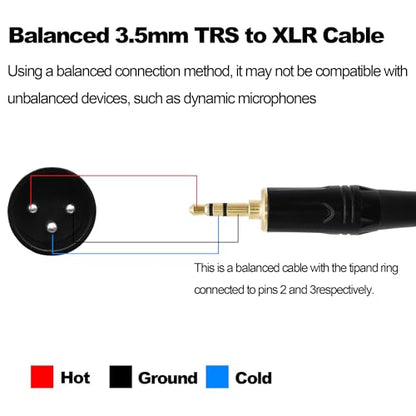 3.5mm TRS to XLR Female Balanced Audio Cable Adapter 1M | Right Angle XLR Female to 1/8 inch Male,HiFi Stereo Speaker Cord,for Smartphone Laptop Mixer Speaker - style: male to male