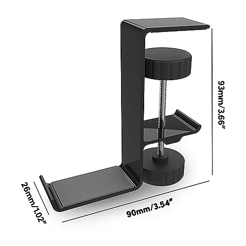 QMQJIA Metal Earphone Holder Hook Under Desk Headphone Stand Headset Hanger with Adjustable Clamp Universal Aluminum Alloy Headphone Hanger Sturdy Hook for Hanging Headphones On Desk Or Shelf