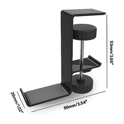 QMQJIA Metal Earphone Holder Hook Under Desk Headphone Stand Headset Hanger with Adjustable Clamp Universal Aluminum Alloy Headphone Hanger Sturdy Hook for Hanging Headphones On Desk Or Shelf