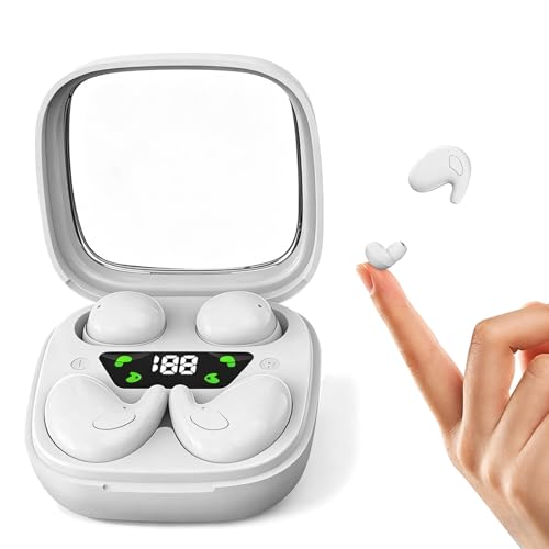 Xmenha Flat Sleep Mini Invisible Small Tiny Earbuds Wireless Bluetooth Ear Buds for Sleeping Headphones Micro Smallest Discreet Sleep Earbuds Earphones for Side Sleepers, Small Ears Canals Women, Work - color: White