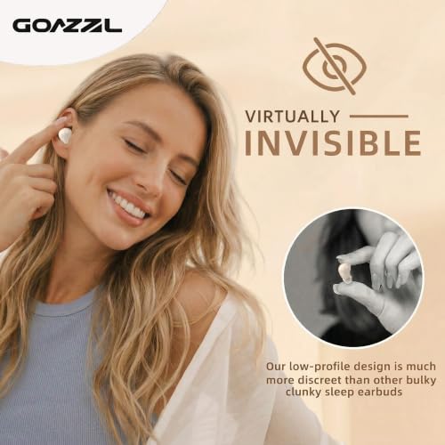 Sleep Earbuds, Invisible Mini Wireless Earbuds for Small Ear Canals, Ergonomic Bluetooth Earbuds with Premium Sound and One-Step Auto Pairing（Beige）