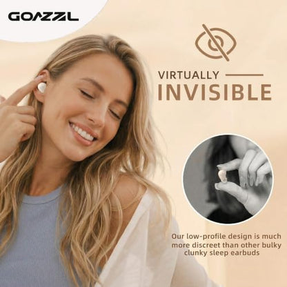Sleep Earbuds, Invisible Mini Wireless Earbuds for Small Ear Canals, Ergonomic Bluetooth Earbuds with Premium Sound and One-Step Auto Pairing（Beige）
