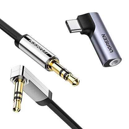 UGREEN 3.5mm Audio Cable Aux Cord 1.5FT and USB C to 3.5mm Audio Headphone Jack Adapter Bundle