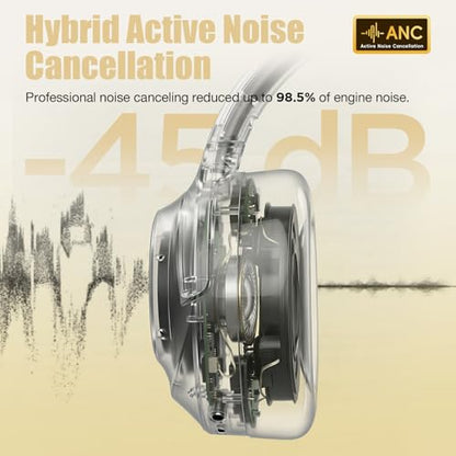 Upgraded Pro‑level Hybrid Active Noise Cancelling Headphones, HD Sound & Big Bass, 2X Softer Comfort, Long ANC Playtime, Wireless Over-Ear Bluetooth Headphones Perfect for Home Office|Travel|Pair - color: Light Yellow