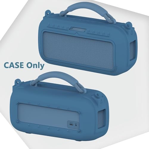 JCHPINE Silicone Cover and Carrying Case for Bose SoundLink Max Speaker | Protective Cases for SoundLink Max Speaker Accessories, Soft Silicone Cover and Hard Case with Shoulder Strap (Blue) - color: Blue Case