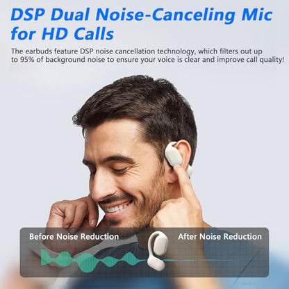 BANIGIPA Open Ear True Wireless Earbuds with Dual Mic for Calling - color: AIR02-Beige