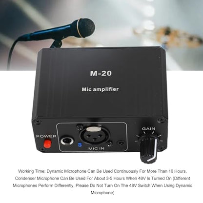48V Power XLR Microphone Preamplifier for Dynamic & Condenser Mics - Universal Studio Recording, Podcasting, and Live Sound Amplifier