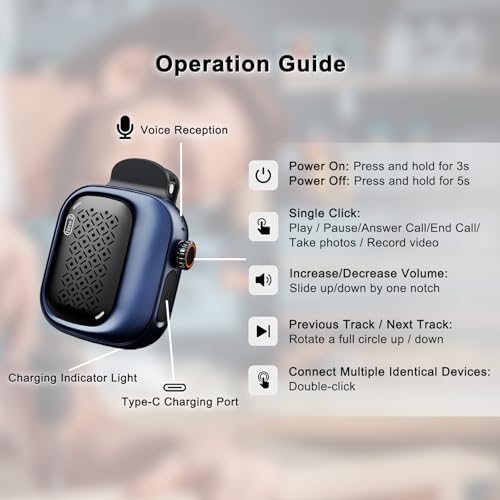 SBUSFGT Wearable Bluetooth Speaker, 43g Mini Clip-On Bluetooth Speaker, 3 Wearable Ways, 20H Playtime Dustproof Multi Pairing Stereo Speaker for Hiking, Swimming, Shower, Outdoor Activities(Blue) - color: Blue