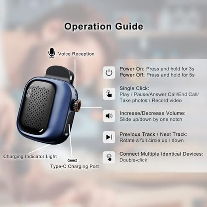 SBUSFGT Wearable Bluetooth Speaker, 43g Mini Clip-On Bluetooth Speaker, 3 Wearable Ways, 20H Playtime Dustproof Multi Pairing Stereo Speaker for Hiking, Swimming, Shower, Outdoor Activities(Blue) - color: Blue