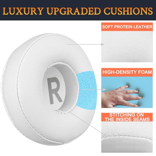 SOULWIT Earpads Replacement for JBL Tune 450BT/Tune 460BT/Tune 500BT/Tune 510BT/Tune 520BT/Tune 530BT/JR 300BT/JR 310BT/E40BT/Junior 320BT, Ear Pads Cushions with Soft Protein Leather - White - color: White
