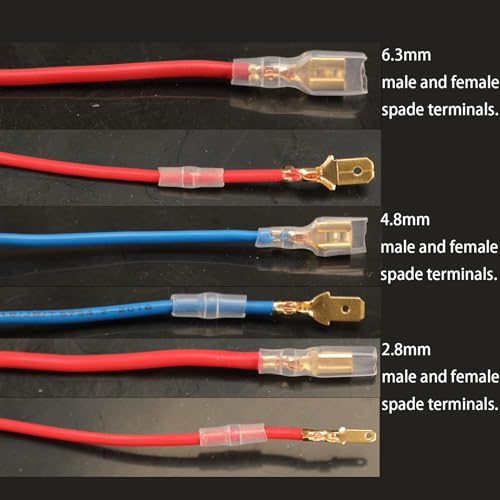 Feggizuli 480pcs Male and Female Spade Connectors Kit With Insulating Sleeve - 2.8mm, 4.8mm, 6.3mm Crimp Terminals for Electrical Wiring