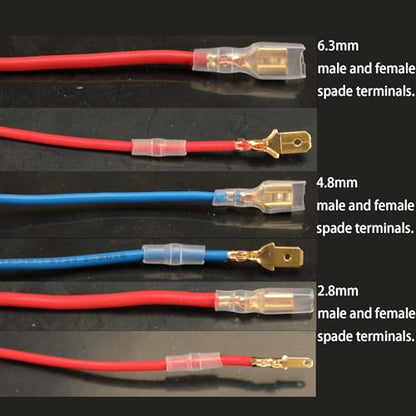 Feggizuli 480pcs Male and Female Spade Connectors Kit With Insulating Sleeve - 2.8mm, 4.8mm, 6.3mm Crimp Terminals for Electrical Wiring