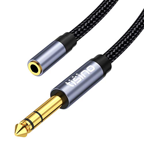 Tisino 1/4" Male to 1/8" Female Headphone Adapter Extension Cable, 5 FT | 1/4" to 1/8" TRS Extension Cable for Guitar Amp/Piano/Speaker/Mixer, Gold-Plated Stereo Audio Jack Adapter - size: 5 feet