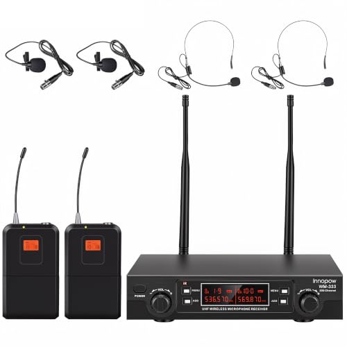 200-Channel Wireless Lavalier Microphone, Dual UHF Bodypack Cordless Lavalier Mic System Set, Auto Scan, Long Range 200-240Ft, 16 Hours Use Ideal for Speaking, Classroom 2023 333B…