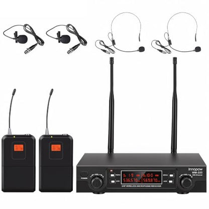 200-Channel Wireless Lavalier Microphone, Dual UHF Bodypack Cordless Lavalier Mic System Set, Auto Scan, Long Range 200-240Ft, 16 Hours Use Ideal for Speaking, Classroom 2023 333B…