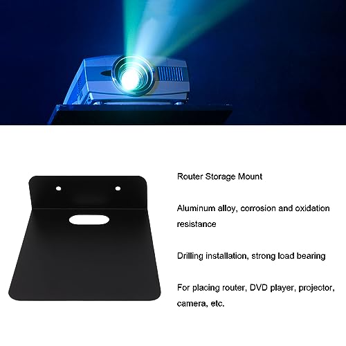 HERCHR Floating Metal Wall Mount Shelf, Aluminum Alloy Router Bracket for Projector,TV Cable Box, Router, Speaker, Sound Bar, Camera, Gaming, Decor Display (S)