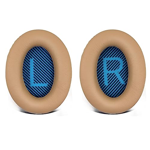 Replacement Ear Pads for Bose QuietComfort 35 35 II 15 25(qc 35 25 15/QC35 ii), Headphone Ear Covers, High Density Memory Cotton, Soft Leather, Adaptive Noise Isolation Headphones Pads Cushions - color: khaki, style: QC25