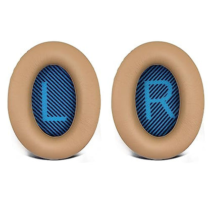 Replacement Ear Pads for Bose QuietComfort 35 35 II 15 25(qc 35 25 15/QC35 ii), Headphone Ear Covers, High Density Memory Cotton, Soft Leather, Adaptive Noise Isolation Headphones Pads Cushions - color: khaki, style: QC25