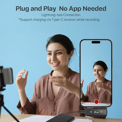 Loocam Mini Microphone for iPhone with Charging Case | Wireless Lavalier Microphone for Video, Recording, Vlog, 24h Standby, Hi-Fi Audio, Noise Cancellation, 131ft Range