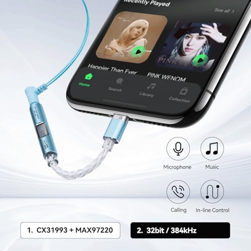NICEHCK NK1 MAX Silver CX31993 Dual Chip USB C to 3.5 HiFi DAC Amp Cable - color: Pale Silver