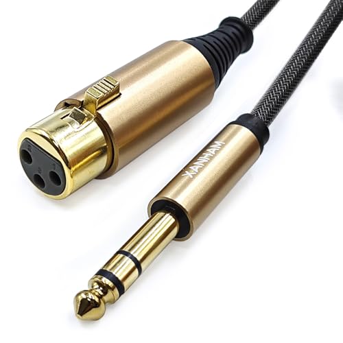 XLR Female to 1/4 Inch(6.35mm) Male 3.3 Feet/1 Meter TRS Balanced Cable XLR to Quarter Inch Jack Patch Cord for Speaker and Microphone - size: 1 meters