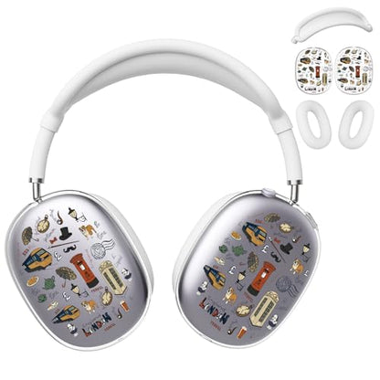 for AirPods Max Headphones London Ear Covers for AirPods Max 2 | Cute City Clear Ear Cups Cover | White Silicone Ear Pad Case Headband Cover for Apple AirPods Max 2/1 (2026/2024/2020) - color: London/White