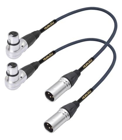 1.5Feet Right Angle 3Pin XLR Female to 3Pin XLR Male Audio Cable, Mixer, Microphone Audio Cable - 2-Pack - size: 1.5Feet