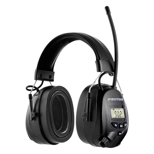 AM FM Radio Hearing Protection Earmuff, Bluetooth 5.4, 30SNR | Rechargeable Hearing Protectors with Gel Earpads, Headphones for Lawn Mowing, Construction, Chainsaw, Landscaping - color: Am/Fm+ Bluetooth-black