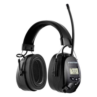 AM FM Radio Hearing Protection Earmuff, Bluetooth 5.4, 30SNR | Rechargeable Hearing Protectors with Gel Earpads, Headphones for Lawn Mowing, Construction, Chainsaw, Landscaping - color: Am/Fm+ Bluetooth-black