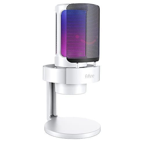 FIFINE A8 White USB Gaming Condenser Microphone with Tap Mute for Streaming - size: A8W-Desktop
